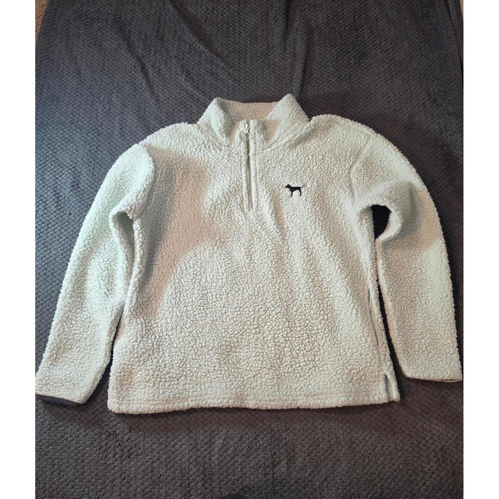 Victoria's Secret PINK Sherpa Fleece Quarter Zip Pullover Mint Green Small